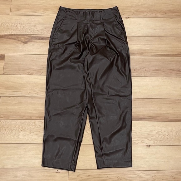 chocolate brown leather pants - Picture 3 of 5